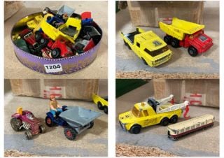 A TIN OF DIE CAST VINTAGE MODEL VEHICLES: LOCATION - CR