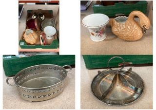 ANTIQUE ITEMS TO INCLIDE PLATED AND A COLLAR BOX: LOCATION - CR