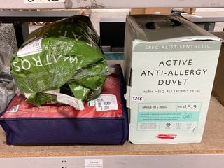 3 X ASSORTED JOHN LEWIS & PARTNERS SOFT FURNISHINGS TO INCLUDE AVTICE ANTI-ALLERGY DUVET SIZE SINGLE: LOCATION - BR5