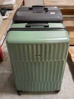 2 X JOHN LEWIS & PARTNERS HARDSHELL SUITCASES IN GREY/GREEN: LOCATION - BR5