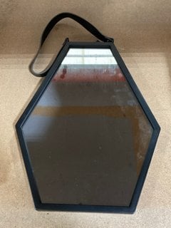 METAL HEXAGON STYLE WALL MIRROR IN BLACK- RRP £140: LOCATION - BR13