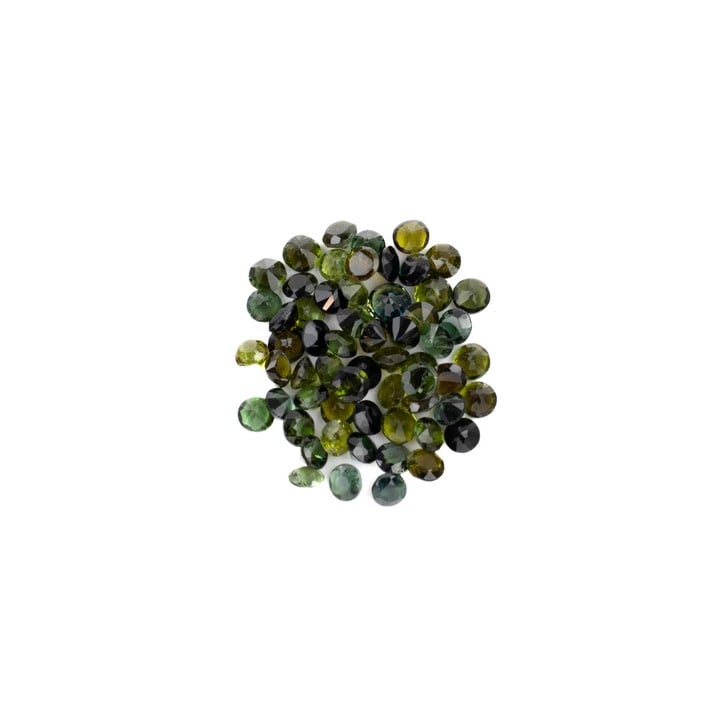 12.52ct Green Tourmaline Faceted Round-cut Parcel of Gemstones, 3.75mm