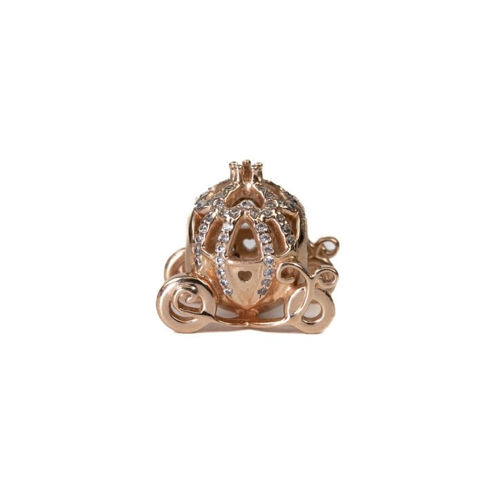 Pandora Rose Gold Plated Metal Cinderella Carriage Charm with Cubic Zirconia, 1.4x1.3cm, 2.7g (VAT Only Payable on Buyers Premium)