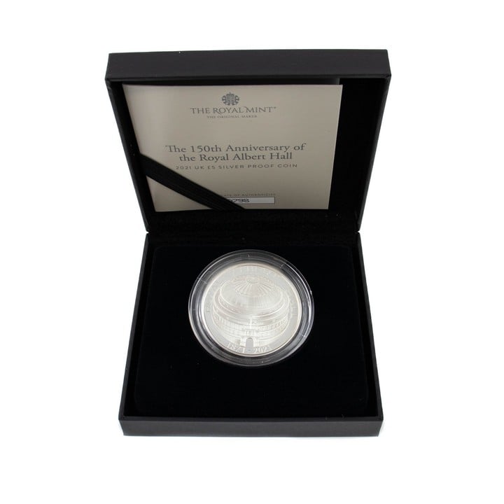 The Royal Mint The 150th Anniversary of the Royal Albert Hall 2021 UK £5 Silver Proof Coin, comes with presentation box, booklet and outer box. (VAT Only Payable on Buyers Premium)