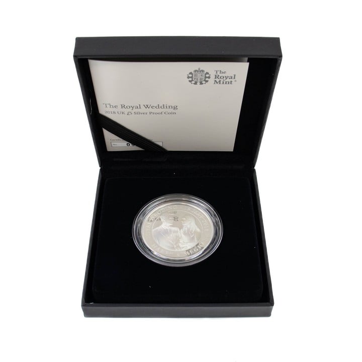 The Royal Mint The Royal Wedding 2018 UK £5 Silver Proof Coin, comes with presentation box, booklet and outer box. (VAT Only Payable on Buyers Premium)