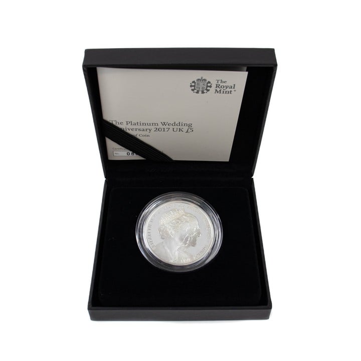 The Royal Mint The Platinum Wedding Anniversary 2017 UK £5 Silver Proof Coin, comes with presentation box, booklet and outer box. (VAT Only Payable on Buyers Premium)