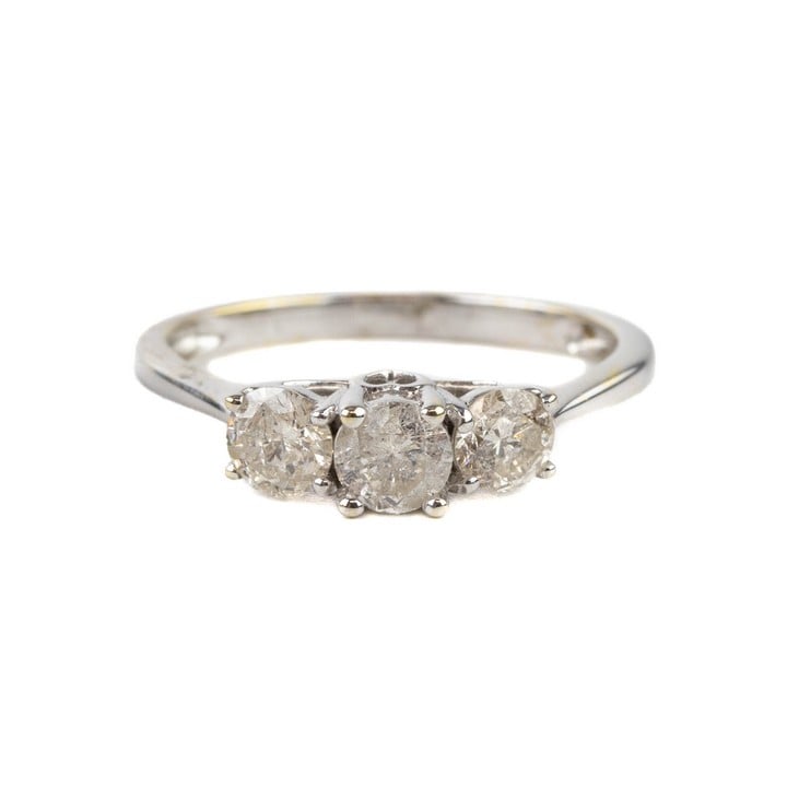 18ct White Gold 1.00ct Diamond Trilogy Ring, Size O, 3g. Colour M, Clarity I3. (VAT Only Payable on Buyers Premium)