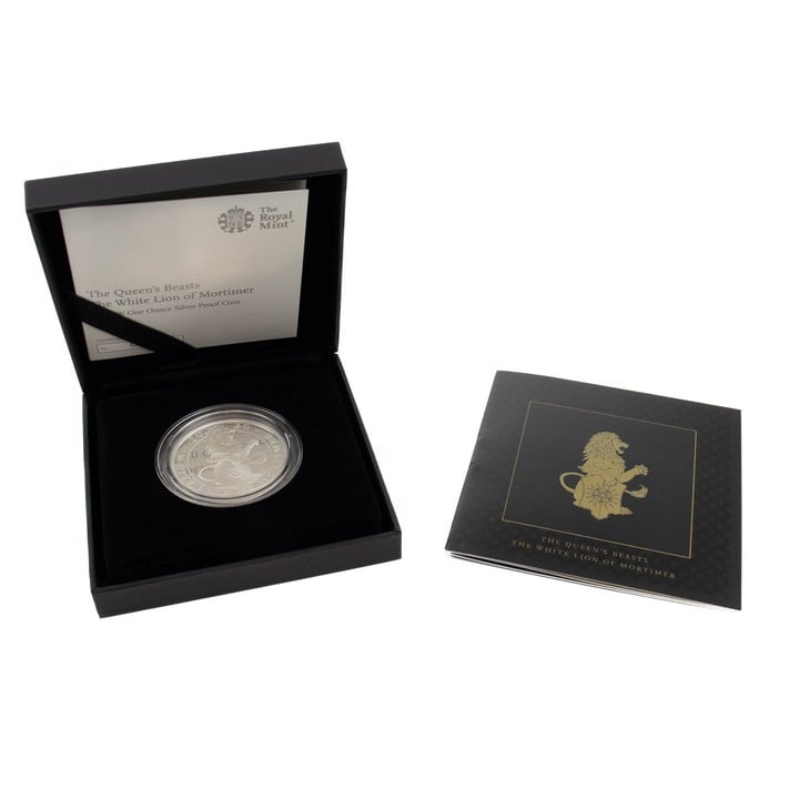 The Royal Mint The Queen's Beasts The White Lion of Mortimer 2020 UK 1oz Silver Proof Coin, comes with presentation box, booklet and out box. (VAT Only Payable on Buyers Premium)