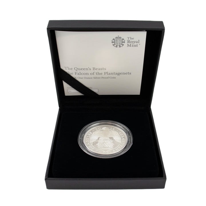 The Royal Mint The Queen's Beasts The Falcon of the Plantagenets 2019 UK 1oz Silver Proof Coin, comes with presentation box, booklet and out box. (VAT Only Payable on Buyers Premium)