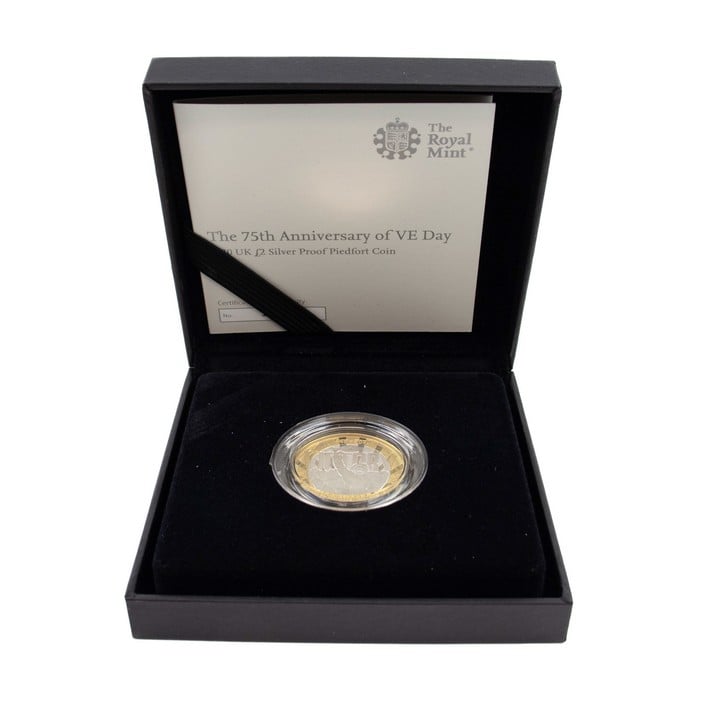 The Royal Mint The 75th Anniversary of VE Day 2020 United Kingdom £2 Silver Proof Coin, comes with presentation box, booklet and out box. (VAT Only Payable on Buyers Premium)