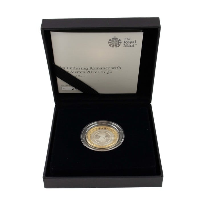 The Royal Mint Jane Austen 2017 UK £2 Silver Proof Coin, comes with presentation box, booklet and out box. (VAT Only Payable on Buyers Premium)