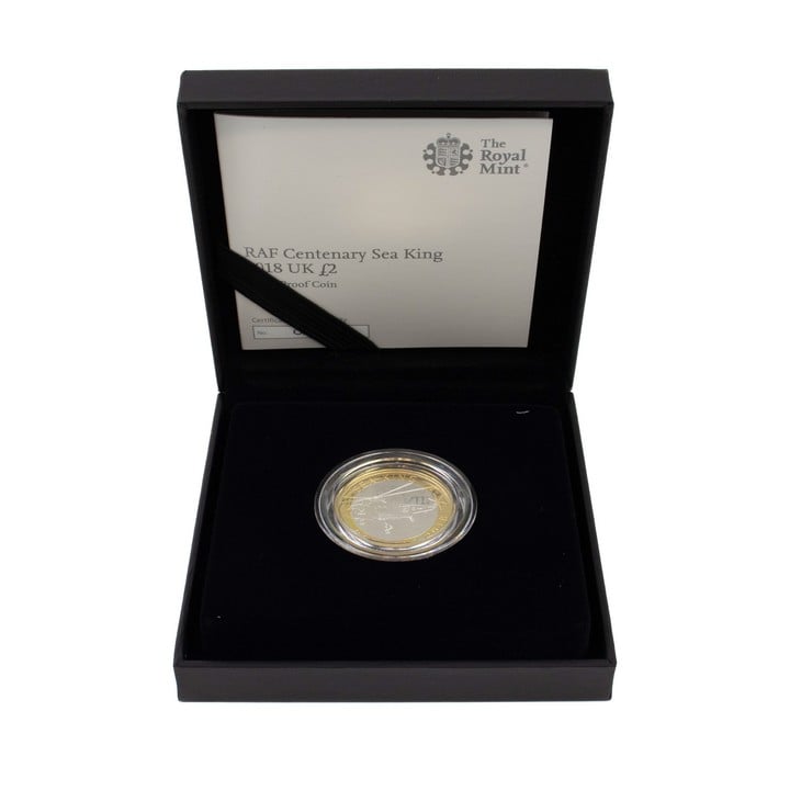 The Royal Mint RAF Centenary Sea King 2018 UK £2 Silver Proof Coin, comes with presentation box, booklet and out box. (VAT Only Payable on Buyers Premium)