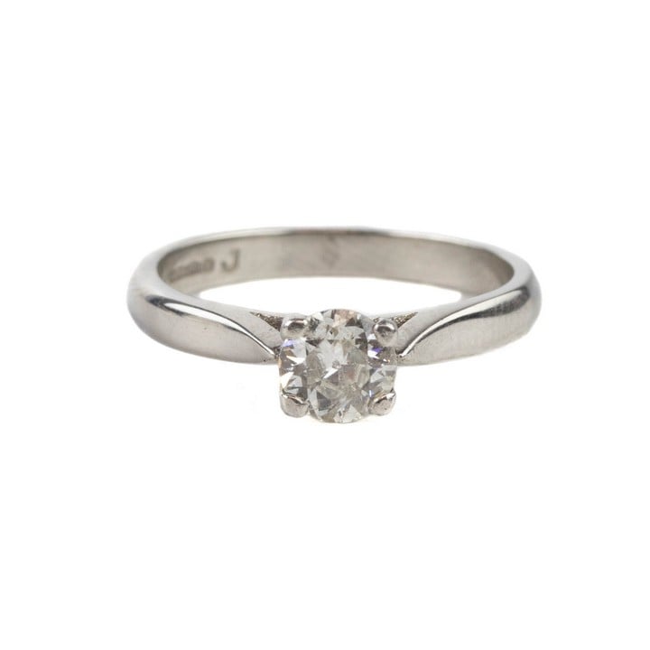 Platinum 950 0.53ct Diamond Solitaire Round Brilliant-cut Ring, Size K½, 4.3g. Colour M, Clarity Si2. (VAT Only Payable on Buyers Premium)