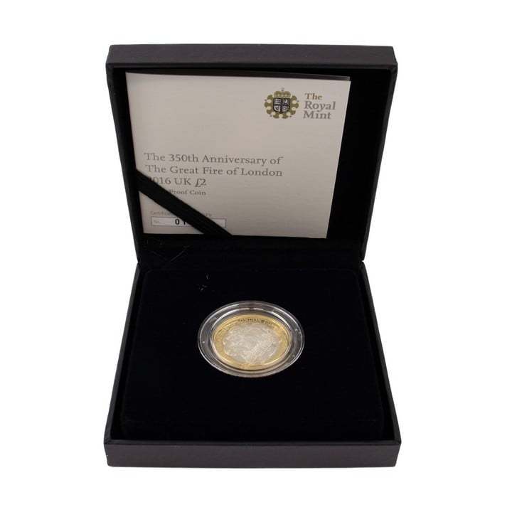 The Royal Mint The 350th Anniversary of the Great Fire of London 2016 UK £2 Silver Proof Coin, comes with presentation box, booklet and out box. (VAT Only Payable on Buyers Premium)