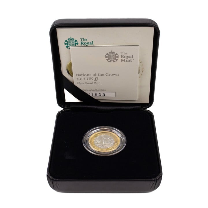 The Royal Mint Nations of the Crown 2017 UK £1 Silver Proof Coin, comes with presentation booklet. (VAT Only Payable on Buyers Premium)