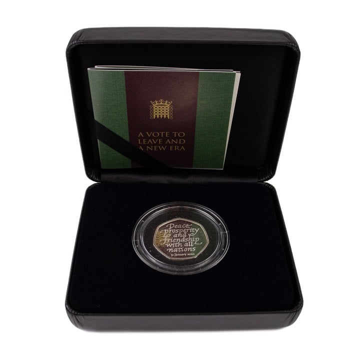 The Royal Mint Withdrawal from the European Union 2020 UK 50p Silver Proof Coin, comes with presentation box, booklet and out box. (VAT Only Payable on Buyers Premium)