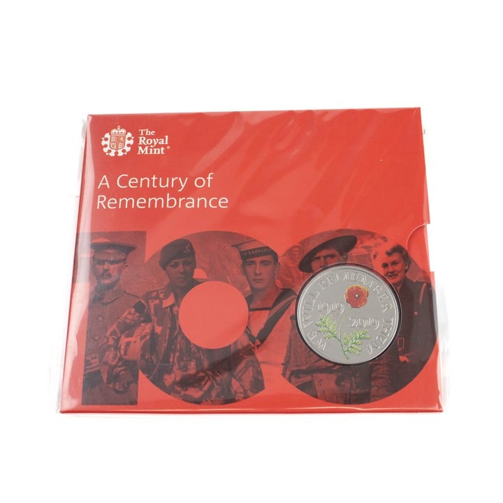 The Royal Mint A Century of Remembrance 2019 £5 Brilliant Uncirculated Coin, comes with presentation booklet. (VAT Only Payable on Buyers Premium)