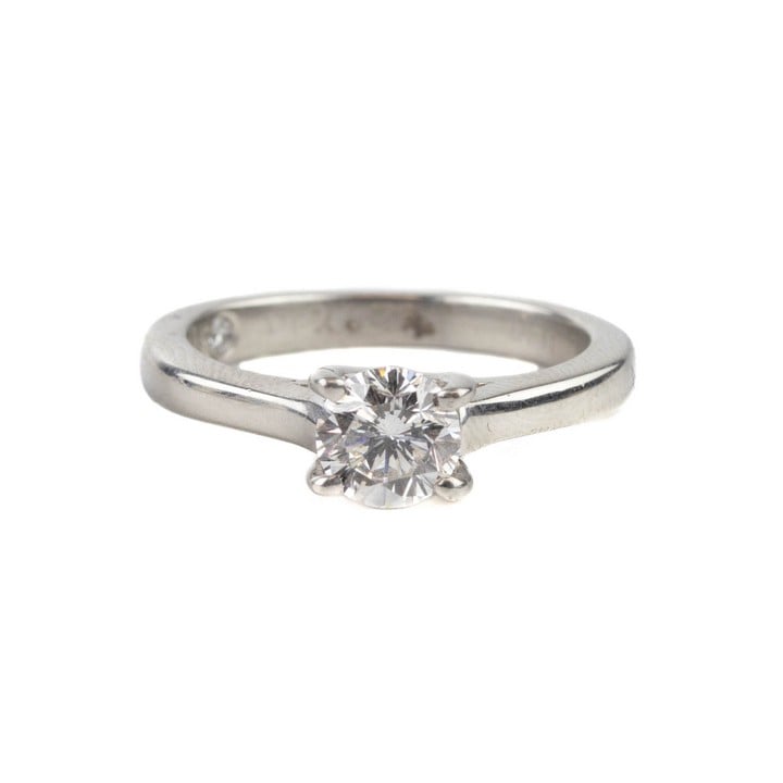 Platinum 950 THE LEO 0.50ct Diamond Round Brilliant-cut Solitaire Ring, Size J, 5.0g. Colour J, Clarity Si2. (VAT Only Payable on Buyers Premium)