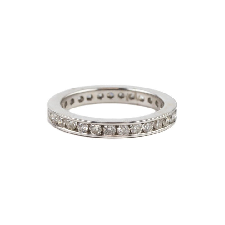 18ct White Gold 1.00ct Diamond Channel Full Eternity Ring, Size N, 3.7g. (VAT Only Payable on Buyers Premium)