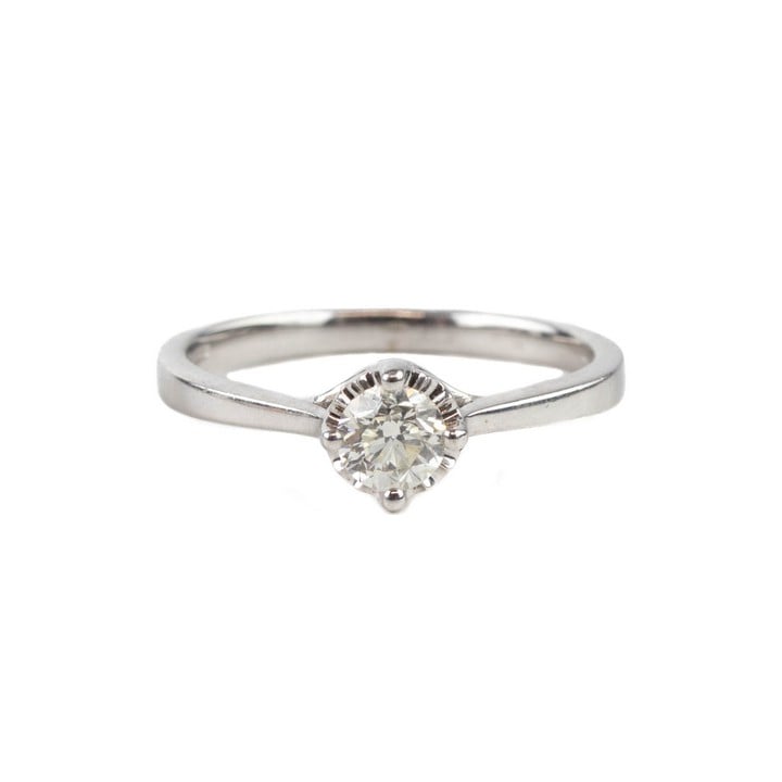 18ct White Gold 0.40ct Diamond Round Brilliant-cut Solitaire Ring, Size R, 4g. Colour L, Clarity VS-Si. (VAT Only Payable on Buyers Premium)