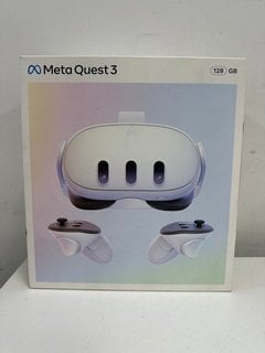 META QUEST 3 128 GB VR HEADSET (ORIGINAL RRP - £359) IN WHITE: MODEL NO 899-00649-01 (WITH BOX & ALL ACCESSORIES, MANUFACTURER REFURBISHED PRODUCT) [JPTM125712] (SEALED UNIT) THIS PRODUCT IS FULLY FU