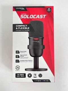 HYPERX SOLOCAST USB DESKTOP GAMING MICROPHONE (WITH BOX & ALL ACCESSORIES) [JPTM125401] (SEALED UNIT) THIS PRODUCT IS FULLY FUNCTIONAL AND IS PART OF OUR PREMIUM TECH AND ELECTRONICS RANGE