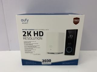 EUFY SECURITY 2K HD RESOLUTION VIDEO DOORBELL IN WHITE/BLACK: MODEL NO E82101W4AZN (WITH BOX & ACCESSORIES) [JPTN41644] THIS PRODUCT IS FULLY FUNCTIONAL AND IS PART OF OUR PREMIUM TECH AND ELECTRONIC