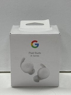 GOOGLE PIXEL BUDS A-SERIES EARPHONES IN CLEARLY WHITE: MODEL NO G7T9J, G7YPJ, GPQY2 (WITH BOX & ALL ACCESSORIES) [JPTM125265] (SEALED UNIT) THIS PRODUCT IS FULLY FUNCTIONAL AND IS PART OF OUR PREMIUM