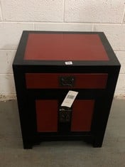 1 X STONE THE CROWS 1 DRAWER 2 DOOR CHEST IN ANTIQUE RED / BLACK