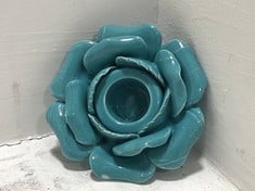 64 X STONE THE CROWS ROSE CANDLE HOLDER - TURQUOISE - DIAMETER 11.5CMS - TOTAL RRP £320