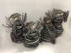 4 X STONE THE CROWS TWIG SNOWMAN DECORATION