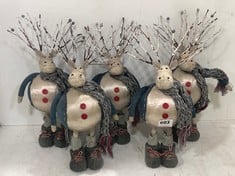 4 X STONE THE CROWS TWIG REINDEER DECORATION