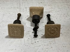 288 X STONE THE CROWS SET OF 12 ASS.SMALL SQUARE KNOBS - SQ 3CM - TOTAL RRP £2592