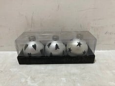 24 X STONE THE CROWS SET OF 3 ASS.SM SILVER BAUBLE CANDLES - DIA 7CM - TOTAL RRP £432