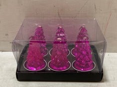 78 X STONE THE CROWS SET OF 6 XMAS TREE TEALIGHTS - FUCHSIA - HGT 7CM - TOTAL RRP £468