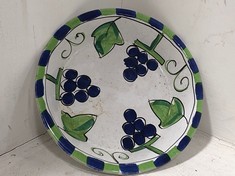 54 X STONE THE CROWS PAINTED PLATES IN WHITE WITH GRAPE PRINT