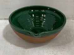 4 X STONE THE CROWS LARGE POURING BOWL - PINE GREEN - DIAMETERMETERMETER 24CMS - TOTAL RRP £92