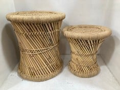 2 X STONE THE CROWS SET OF TWO LOW STOOLS / TABLES - (H) 30 X (W) 30 X (D) 30 CM - TOTAL RRP £230