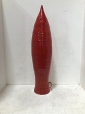 2 X STONE THE CROWS LARGE WALL STEM VASE - RED - TOTAL RRP £180 AND 1 X STONE THE CROWS SM BARREL HEAD L.BASE-PASTEL BEIGE - TOTAL RRP £70