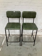 2 X NKUKU UKARI COUNTER CHAIR IN RICH GREEN - TOTAL LOT RRP £650