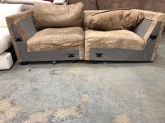 2 X HUNTSMAN CORNER SOFA PART IN UTAH BLONDE LEATHER (PARTS ONLY)