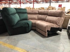 RADLEY 1 SEATER, CORNER SOFA PART IN DECENT MINK TO INCLUDE DARK EMERALD GREEN VELVET CORNER SOFA PART (PARTS ONLY) (KERBSIDE PALLET DELIVERY)