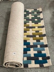 JOHN LEWIS CABLE CHECK WOOL RUG IN MULTI COLOUR 120 X 180CM - RRP £160