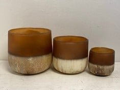 3 X NKUKU NGOLO TEALIGHT HOLDER AMBER - SMALL NL3901 TO INCLUDE 2 X NKUKU NGOLO TEALIGHT HOLDER AMBER - LARGE NL4101