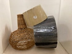 3 X ASSORTED NKUKU LAMPSHADES TO INCLUDE BERU RATTAN SHADE SMALL BL4001