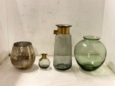 5 X ASSORTED NKUKU ITEMS TO INCLUDE BABIA GLASS VASE ANTIQUE GOLD - SMALL BV0501