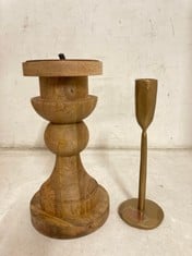 8 X ASSORTED NKUKU ITEMS TO INCLUDE KIBBI CANDLESTICK - NATURAL MANGO WOOD - 23 X 13CM KS0201