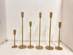 6 X ASSORTED SIZED NKUKU MBATA BRASS CANDLE STICK HOLDERS TO INCLUDE LARGE MC5703