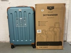 LUGG SKYWANDER 3-PIECE SET TRAVEL CASES BLUE & BROWN HARDSHELL SPINNERS