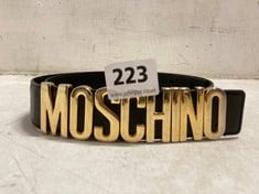 MOSCHINO GENUINE LEATHER BELT BLACK WITH GOLD LOGO BUCKLE SIZE 40 RRP- £225